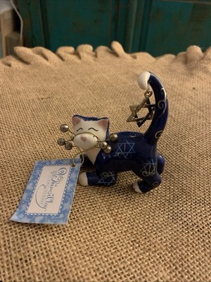 2007 HTF Whimsiclay Amy Lacombe  Cat Figurine Judaica David Star Mini 10808