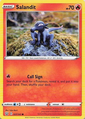 Salandit - (Artist Yuka Morii) 027/163 Common 2021 Battle Styles Pokemon NM