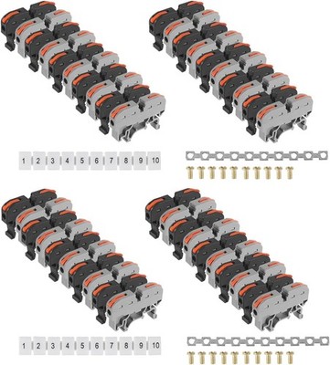 20PCS DIN Rail Terminal Blocks Kit 24 12 AWG Wire Connectors Color: Grey+Black