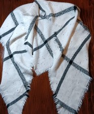 Candies Shawl Scarf White & Plaid Multicolored Speckles 75 in Acrylic 