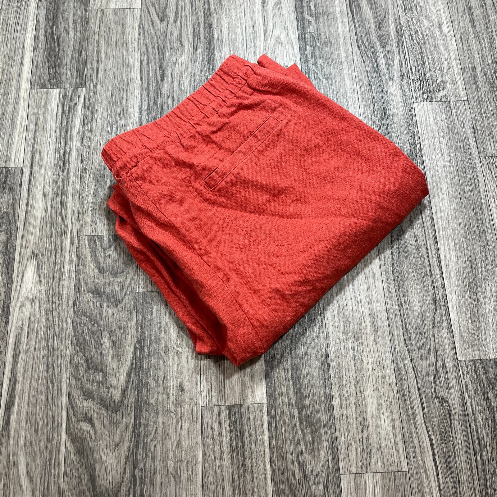 FEVER Wide Leg Stretch Tie Waist High Rise Red Casual Pants Women’s Size Large