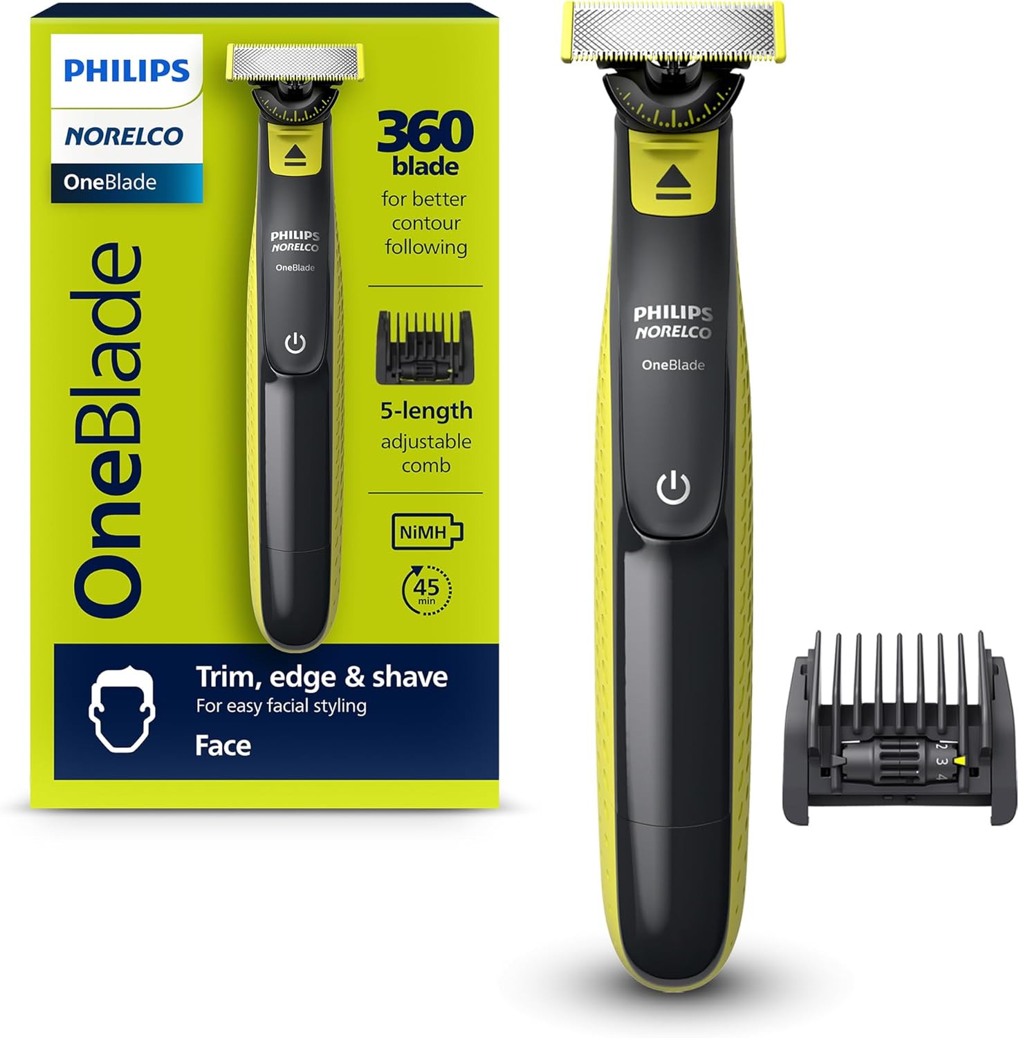 Oneblade 360 Hybrid Face, Electric Beard Trimmer and Shaver,