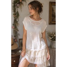 Whimsical Fairycore Sheer Blouse Cottagecore Romantic Lace Coquette Boho Indie S