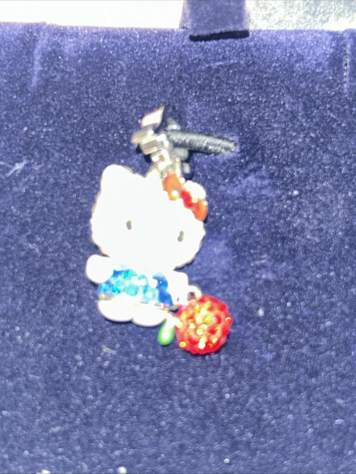 Swarovski Hello Kitty Cristal Dije Collar Azul Vestido Rojo Manzana Foto 4 de 4