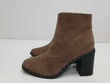 Peacocks Ladies Tan Brown Suede Block Heel Ankle Zip Up Boots UK(4)EU(37)B-137