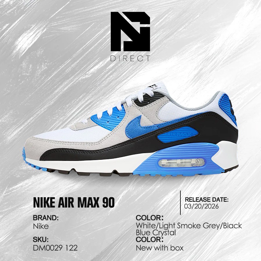 DM0029-122 Nike Air Max 90 White Blue Crystal Men's | eBay