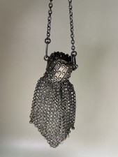 Antique Sterling Silver Accordion Coin Chatelaine Purse