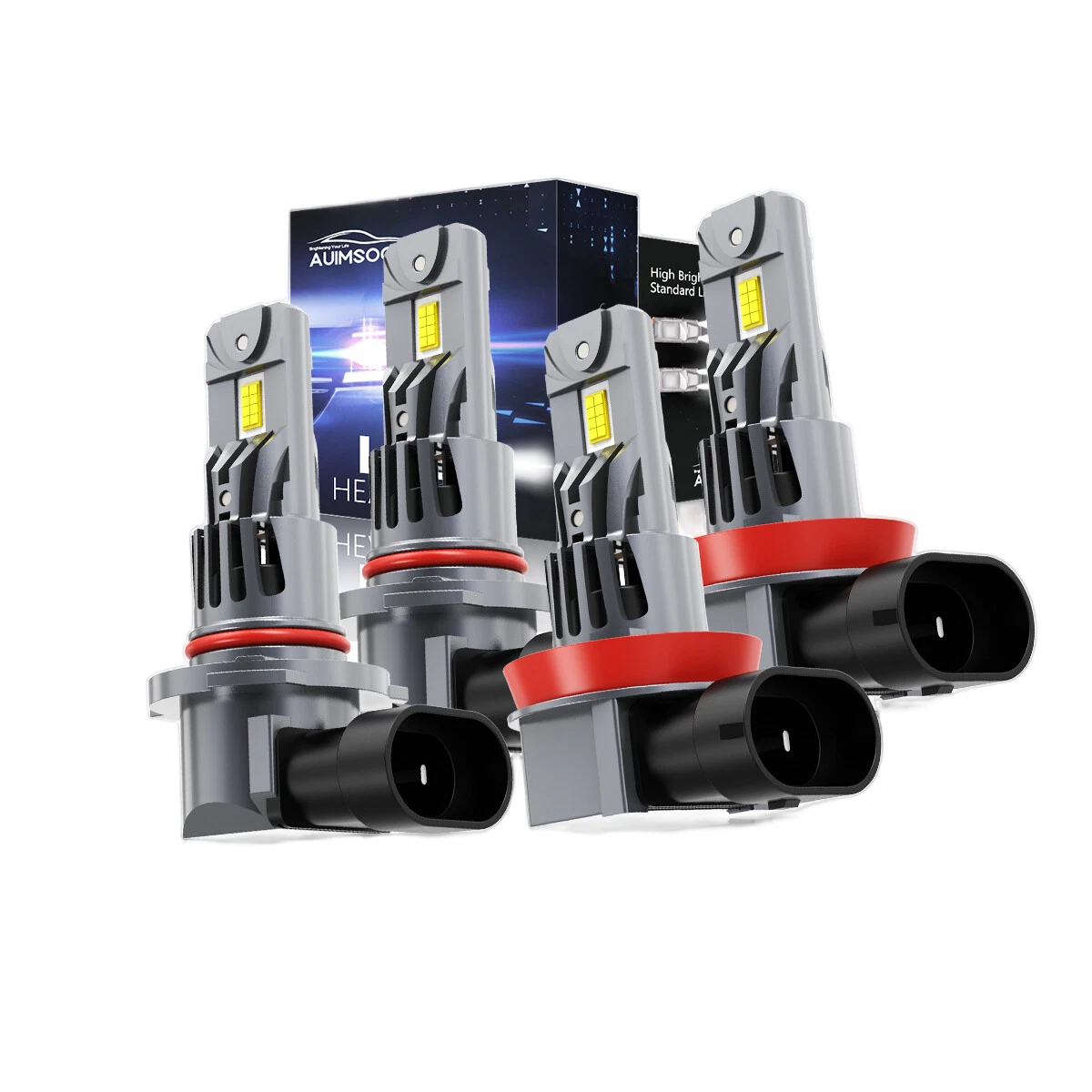 4x 9005&H11 LED Headlight Kit Hi/Lo Beam Bulbs For Ford F-150 2015-2021 72000LM