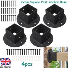 4Pcs 2x2 Inch Metal Post Anchor Base Kit with Screws for Fence Installation