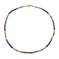 Cavill Saphir Halskette 4,10Ct 925 Silber Vergoldet Damen Schmuck