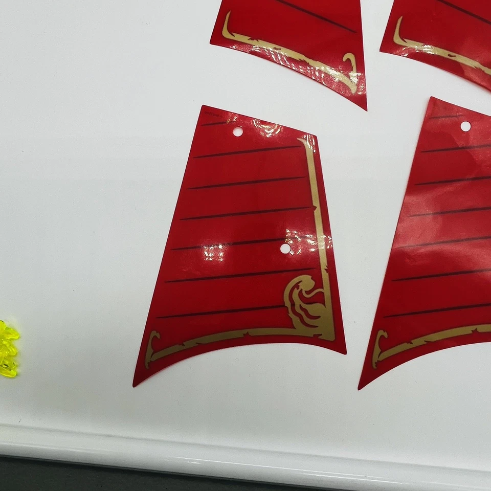 Lego Plastic Sheet for Set 70738 Red Sail with Dark Red Lines and Gold Trim - Image 2 of 4