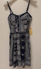 Navy And White Mini Dress Spaghetti Straps Size M