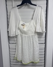 NWT Sofia Women Mini Sundress White  Square Neck  Back Strap Sleeveless Size M