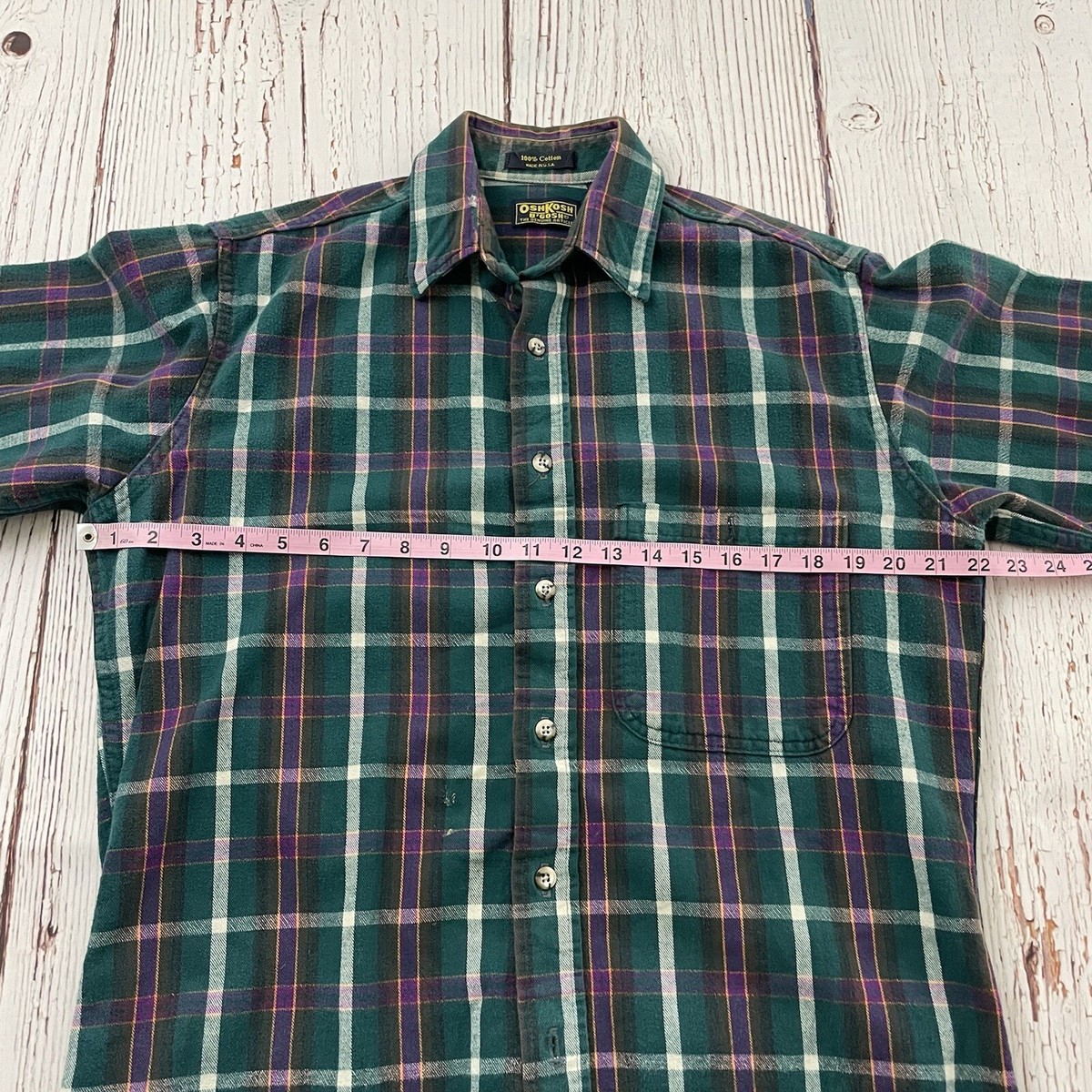 Vintage OshKosh B'Gosh Long Sleeve Plaid Flannel Button