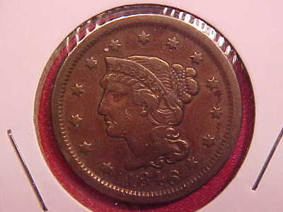 1846 LARGE CENT - SMALL DATE/CLEANED - VF - SEE PICS! - (N9230)