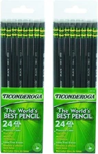 Dixon Ticonderoga Wood-Cased #2 Pencils, 2 Boxes of 24, Black (13926)