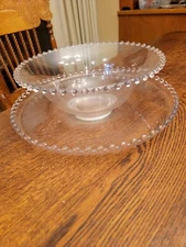 Imperial Glass Candlewick 10" Salad/Serving Bowl 12.5" Underplate
