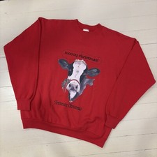 Vintage 90s Tennessee Christmas Cow 50/50 Sweatshirt Medium 