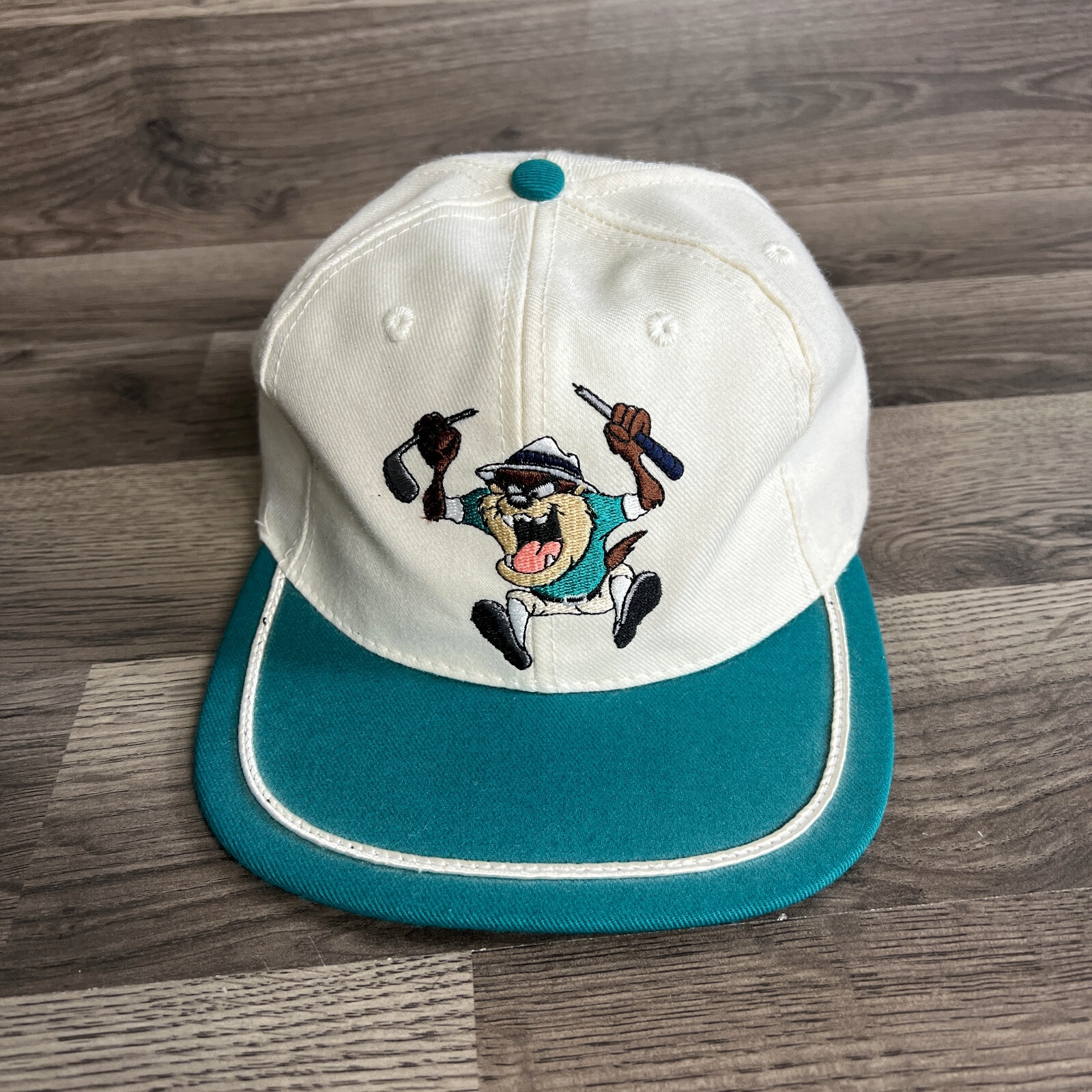 VTG 1991 Warner Bros Taz Looney Tunes Golf Snapback Hat Tasmanian Devil Strapback Cap WB USA
