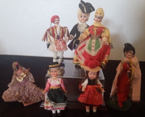 Mixed Lot of Seven Vintage Dolls Various Shapes and Sizes - Picture 1 of 23