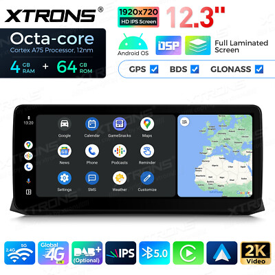 12.3'' HD IPS Android 14 Car Play GPS Stereo Navi 4G WiFi For BMW 5er E60 E61 CCC