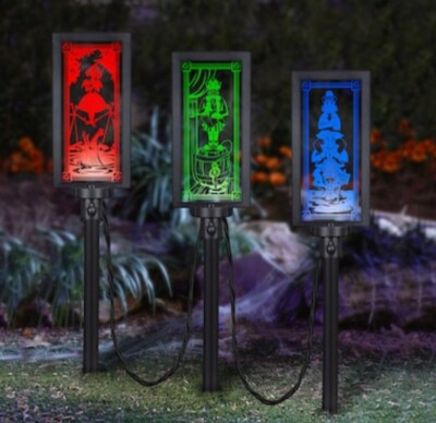 Disney 3-Count LED Haunted Mansion Multi-Function Etched Pathway Marker Lights
