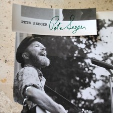 Pete Seeger FIRMADO Papel Folk Cantante Compositor If I Had A Hammer Goodnite Irene