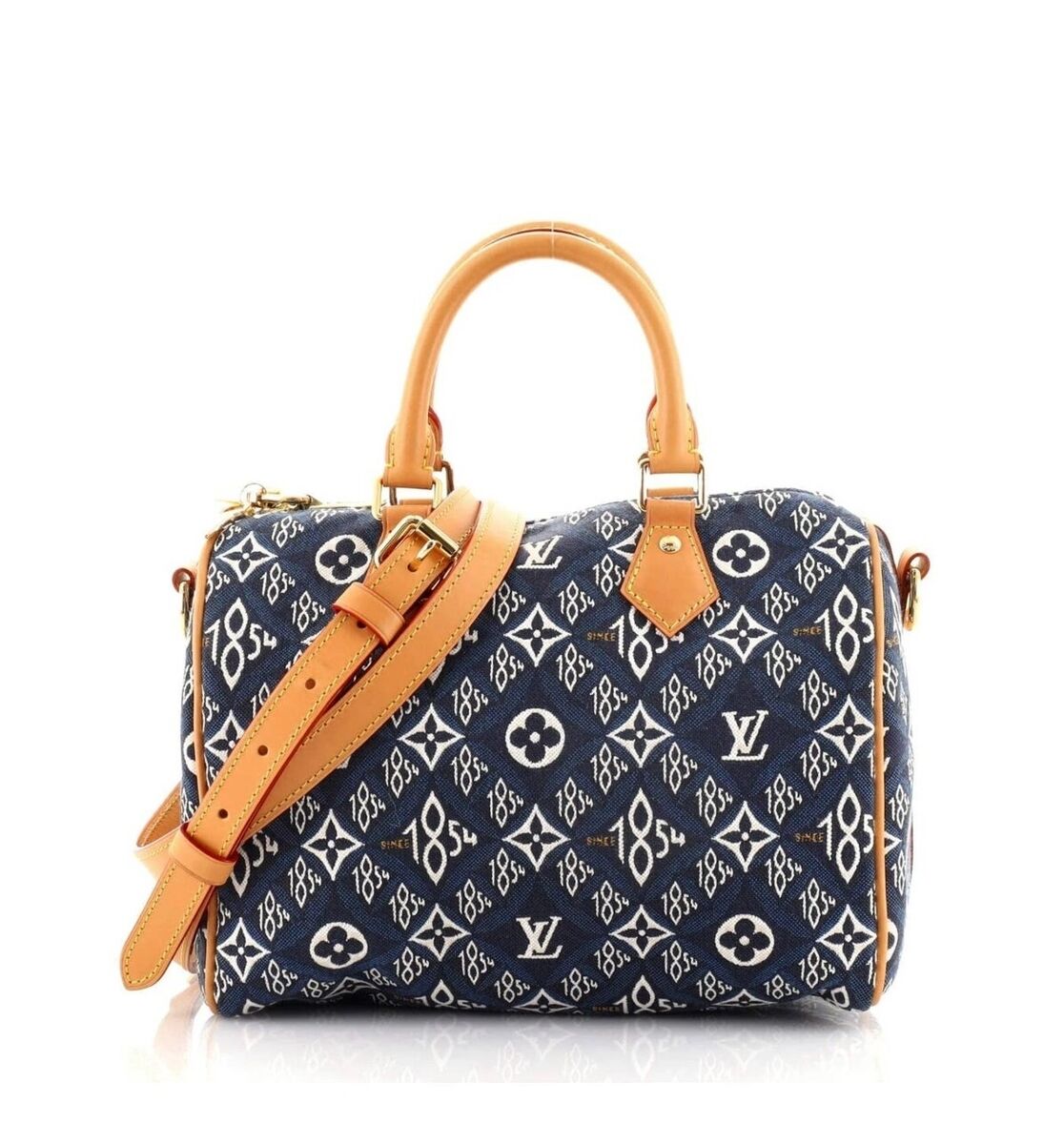 Blue Monogram Denim Jacquard Speedy 25 Bandoulière Gold Hardware, 2022