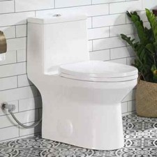 One Piece Toilet 0.8 GPF/1.28 GPF Dual Flush Elongated Soft-Close Seat