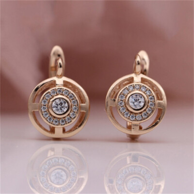 14k rosévergoldete Reifenohrringe elegante Damen kubisch Zirkonia Schmuck Geschenke