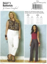 Butterick B6071 Straight Leg Pants in 2 Lengths w Hemline Slits Sz 3/4-16 UNCUT