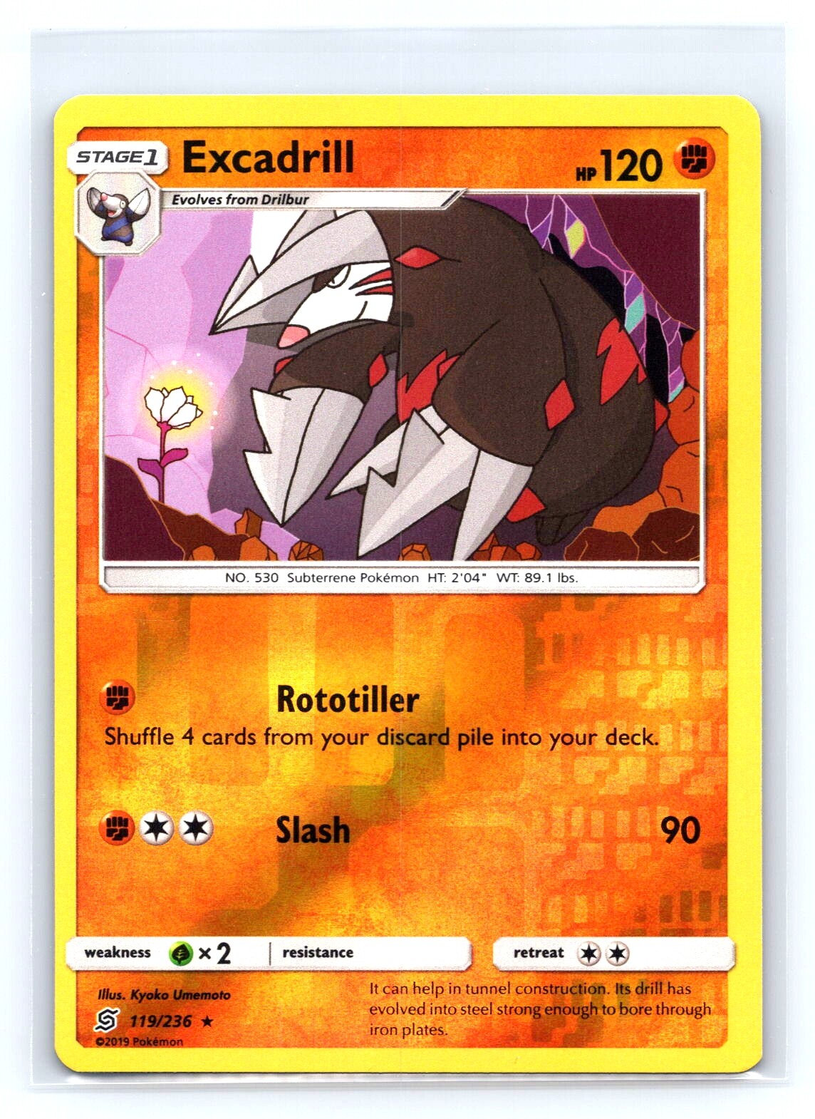 Pokemon SM - Unified Minds #119/236 Excadrill Reverse Holo Rare tcg