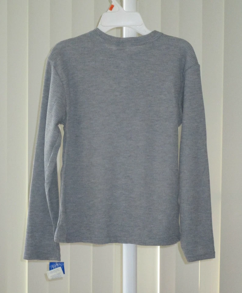 Top de pijama para niños manga larga gris tejido gofre nuevo talla 8 Foto 2 de 2