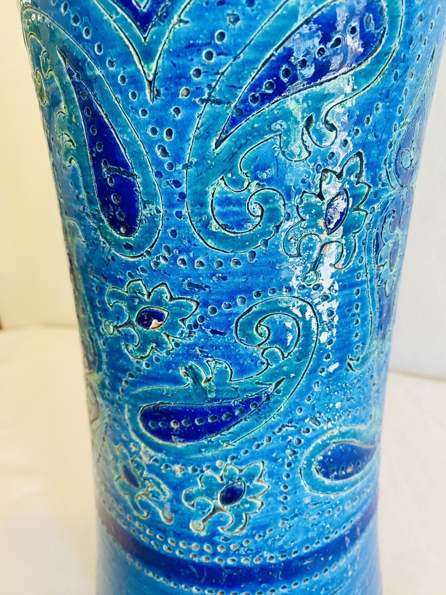 Aldo Londi Bitossi Pottery Vase Rosenthal Netter Italy Rimini Blue