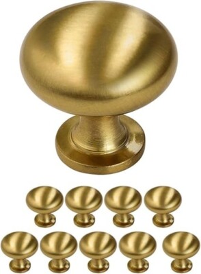 Probrico 10er Pack massiver Schranktürknauf, Kommode Schubladengriffe und Knöpfe, gold