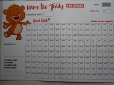 NAME THE TEDDY SCRATCH CARDS- 150 SPACES = 1 BIG WINNER- 1 CARD ONLY