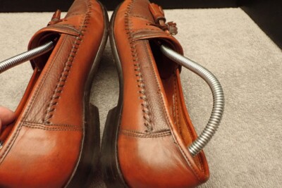 Brass Boot Brown Leather Slip-On Top Stitched Tassel Loafers  display picture 2
