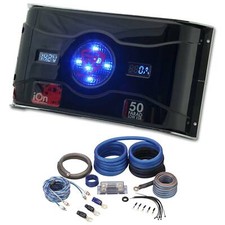 Rockville 0 Gauge 100 Copper Amp Wire Kit Dual Meter 50 Farad LED Capacitor