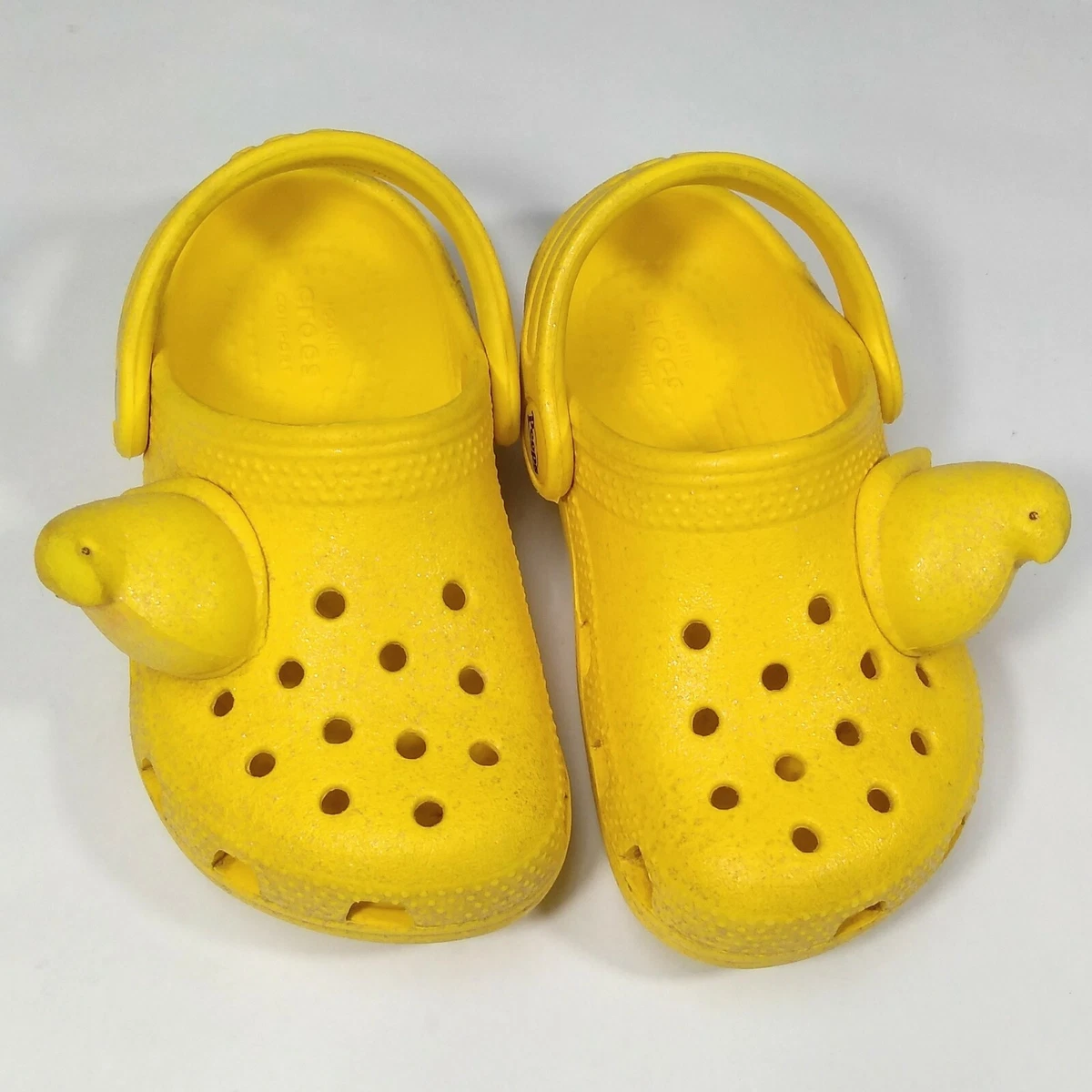 Peeps Crocs Collaboration Kids Shoe Size C7 Just Born Sunny Yellow Glitter  flaws