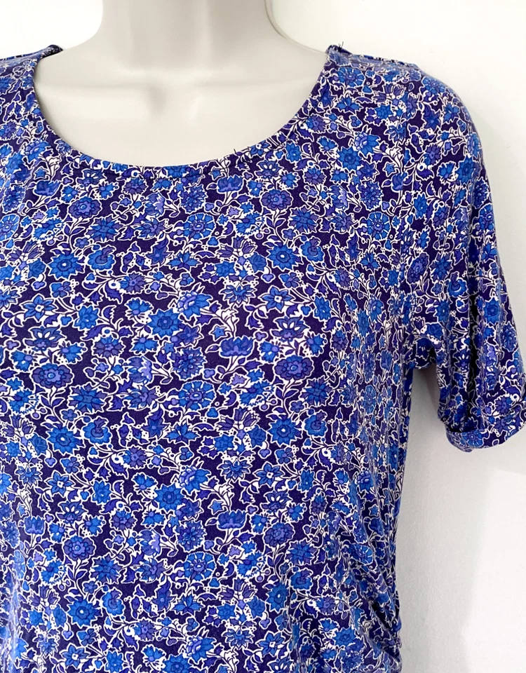 Isabella Oliver Maternity Dress - Blue Floral - Ruched Short Sleeve Sz 2/6/small - Image 3 of 4