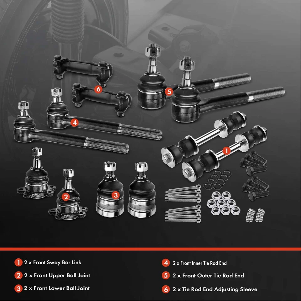 12x Extremos de barra estabilizadora delantera para Chevrolet GMC C1500 Suburban C2500 Foto 2 de 4