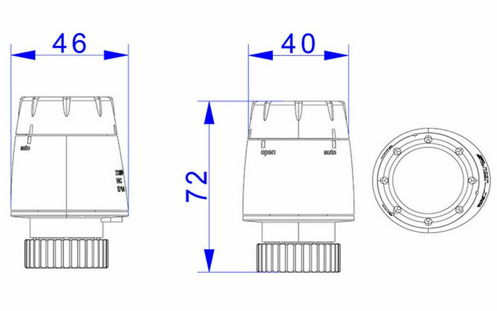 Stellmotor Fußbodenheizung 230V - Thermoelektrisch M30x1,5 Gewinde