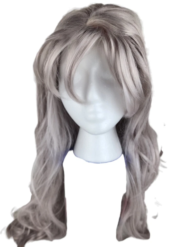 Sepia Straight Curly Gray Silky Wig, Long Layered, Bangs Cosplay 27”L - Image 4 of 4