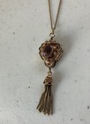 Antique Victorian 14k Gold Very Heavy Amethyst Rare Tassel Pendant — photo 10