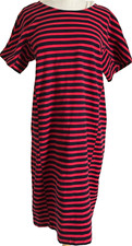 J Crew Red & Blue Striped Sundress Knee Length Stretch Size M Office Party Short