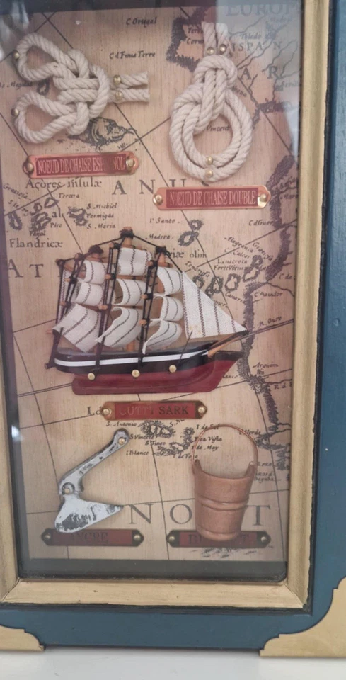 ⚓ Boîte à clés vintage en bois – Décor marin – Style bord de mer - Photo 3/4