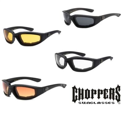 Choppers Padded Rectangular Googles, Various Lenses (CP924) *NEW* *FREE Ship*