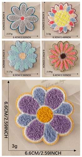 10PCS Chenille Flower Patch Patches Iron On Towel Floral Embroidery Applique - Picture 13 of 22