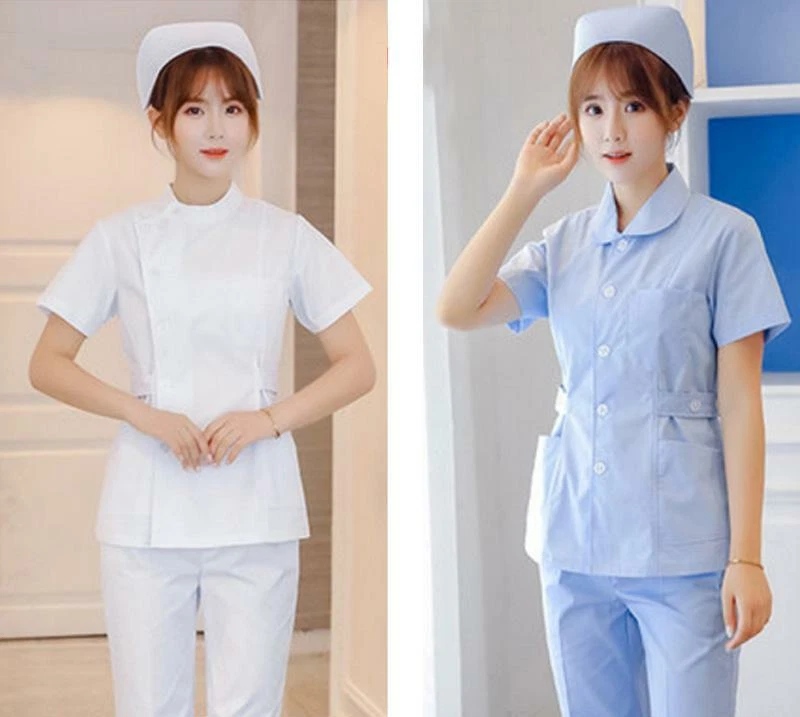 Women Nurse Uniforms Doctor Medical Beautician Lab Work Clothes Set Top & Pants - Image 2 of 3