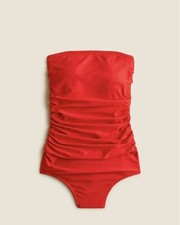 J. Crew Womens 118 Ruched Bandeau One Piece Swimsuit Bright Cerise Sz 22 BC115